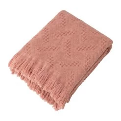 Best deal 🛒 Glitzhome® Coral Pink Grid Cotton Woven Throw 🛒