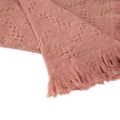 Best deal 🛒 Glitzhome® Coral Pink Grid Cotton Woven Throw 🛒 -Glitzhome Sales D238364S 6