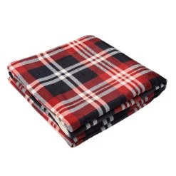 Hot Sale 🥰 Glitzhome® Polar Fleece Red & Blue Plaid Reversible Duvet Cover 💯