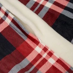 Hot Sale 🥰 Glitzhome® Polar Fleece Red & Blue Plaid Reversible Duvet Cover 💯 -Glitzhome Sales D238368S 4