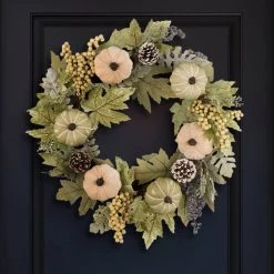 Hot Sale 🎉 Glitzhome® 22" Green Leaf Wreath with Pumpkin & Berry Accents 😉 11 Hot Sale 🎉 Glitzhome® 22" Green Leaf Wreath with Pumpkin & Berry Accents 😉 -Glitzhome Sales D250301S 3