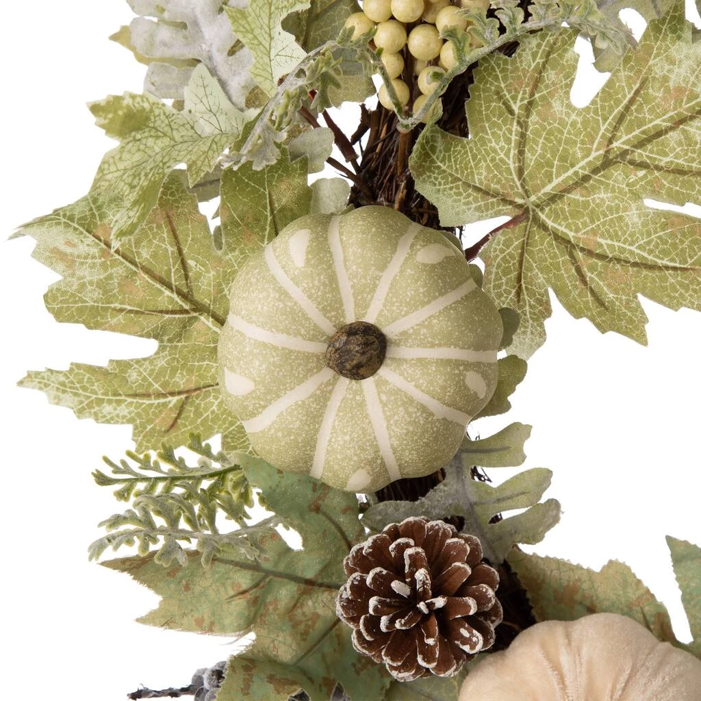 Hot Sale 🎉 Glitzhome® 22" Green Leaf Wreath with Pumpkin & Berry Accents 😉 9 Hot Sale 🎉 Glitzhome® 22" Green Leaf Wreath with Pumpkin & Berry Accents 😉 - Image 7