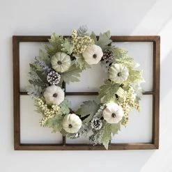 Flash Sale 🛒 Glitzhome® 28" Wooden Window Frame with Pumpkin Wreath 🥰 -Glitzhome Sales D250303S 2