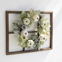 Flash Sale 🛒 Glitzhome® 28" Wooden Window Frame with Pumpkin Wreath 🥰 -Glitzhome Sales D250303S 3