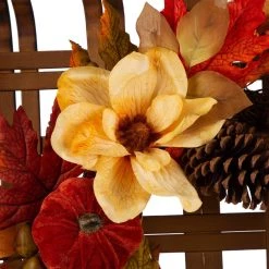 Best reviews of 🥰 Glitzhome® 24" Bamboo Tobacco Basket with Blooming Magnolia Wreath 😍 -Glitzhome Sales D250304S 3