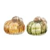 Best Pirce 🛒 Glitzhome® 6" Green & Amber Crackle Glass Short Pumpkin, 2ct. 🔔