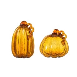 Best deal ✔️ Glitzhome® Amber Crackle Glass Pumpkin Set 🛒