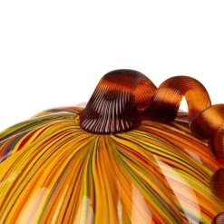 Flash Sale 🛒 Glitzhome® Multi Striped Glass Short Pumpkin Set 🤩 -Glitzhome Sales D250331S 6