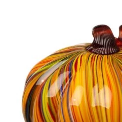 Flash Sale 🛒 Glitzhome® Multi Striped Glass Short Pumpkin Set 🤩 -Glitzhome Sales D250331S 7