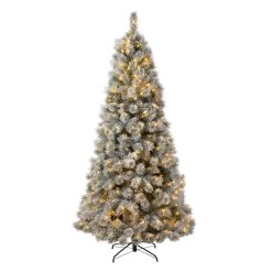 Flash Sale ⌛ 7.5ft. Pre-Lit Artificial Spruce ❄ Christmas Tree, Warm White LED Lights by Glitzhome 🔔