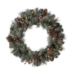 Promo ✨ Glitzhome® 24" LED Glittered Pinecone ❄ Christmas Wreath 🔔