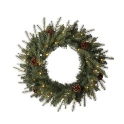 Best deal ⭐ Glitzhome® 24" LED Greenery & Pinecone 🔔 Christmas Wreath 🧨 -Glitzhome Sales D251184S 3