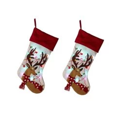 Cheap 🎁 Glitzhome® 21" LED Reindeer 🎄 Christmas Stockings, 2ct. ✨