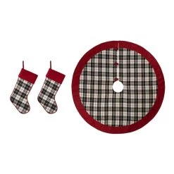 Wholesale ❤️ Glitzhome® Black & White Plaid Tree 👗 Skirt & Stockings Set ❤️