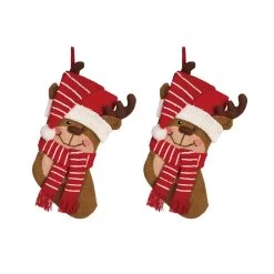 Flash Sale ✔️ Glitzhome® 19" Reindeer Stockings, 2ct. ✔️