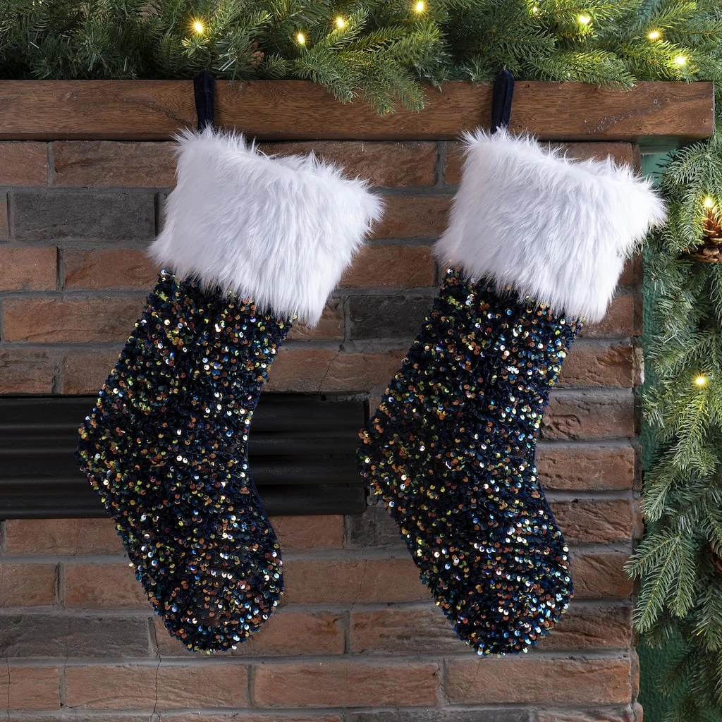 Wholesale π Glitzhome® 21" Navy Blue Sequin π
Christmas Stocking, 2ct. π 4 Wholesale π Glitzhome® 21" Navy Blue Sequin π
Christmas Stocking, 2ct. π - Image 2