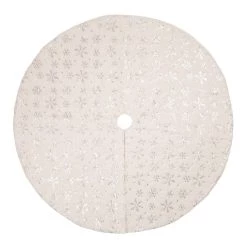 Flash Sale 🎉 Glitzhome® 48" White Plush with Snowflake 🎁 Christmas Tree 👗 Skirt ❤️