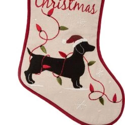 Coupon ✔️ Glitzhome® 21" Dachshund Fabric 🎄 Christmas Stocking ✔️ -Glitzhome Sales D252946S 6