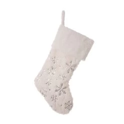 Wholesale 👏 Glitzhome® 21" White Plush with Snowflake ❄ Christmas Stocking 🤩