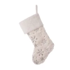 Wholesale 👏 Glitzhome® 21" White Plush with Snowflake ❄ Christmas Stocking 🤩 -Glitzhome Sales D252957S 8