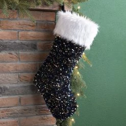 Best Sale π₯° Glitzhome® 21" Navy Blue Sequin π Christmas Stocking π 10 Best Sale π₯° Glitzhome® 21" Navy Blue Sequin π Christmas Stocking π -Glitzhome Sales D252960S 2