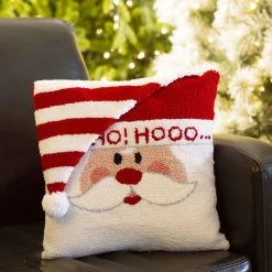Wholesale 👏 Glitzhome® 14" Hooked 3D Santa Pillow 👍 -Glitzhome Sales D252964S 2