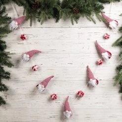 Buy ❤️ Glitzhome® 6ft. Red & White Fabric 🎄 Christmas Gnome Garland 🤩 -Glitzhome Sales D253596S 2
