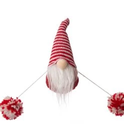 Buy ❤️ Glitzhome® 6ft. Red & White Fabric 🎄 Christmas Gnome Garland 🤩 -Glitzhome Sales D253596S 5