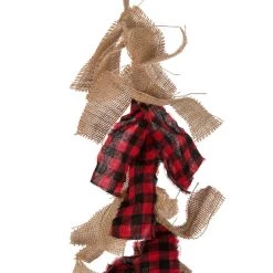 Best deal ⭐ Glitzhome® 6ft. Red & Black Plaid Fabric Linen Garland ❤️ -Glitzhome Sales D253603S 4