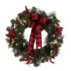 Best Sale 🎉 Glitzhome 24" Pre-Lit Buffalo Check Bow, Berry, Holly & Pinecone LED Wreath 🔥