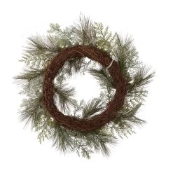 Brand new 🌟 Glitzhome® Brown Wooden Window Frame with Pre-Lit LED Pinecone & Ornament Wreath 🔔 -Glitzhome Sales D253610S 5