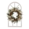 Budget ✨ Glitzhome® White Wooden Window Frame with Pre-Lit Pinecone & Ornament LED Wreath 🤩