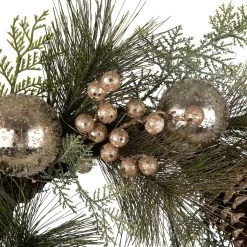 Cheapest 💯 Glitzhome® 24" Tobacco Basket with Pre-Lit LED Pinecone & Silver Ornament Wreath ❤️ -Glitzhome Sales D253613S 4