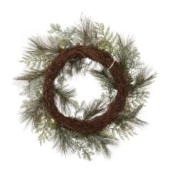 Cheapest 💯 Glitzhome® 24" Tobacco Basket with Pre-Lit LED Pinecone & Silver Ornament Wreath ❤️ -Glitzhome Sales D253613S 6