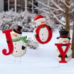 Wholesale 🥰 Glitzhome® 48" JOY Snowman Yard Stake, Horizontal or Vertical 🎁 -Glitzhome Sales D254126S 3