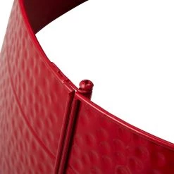 Outlet 👍 Glitzhome® 26" Red 🔨 Hammered Metal Tree Collar 🎁 -Glitzhome Sales D254129S 7