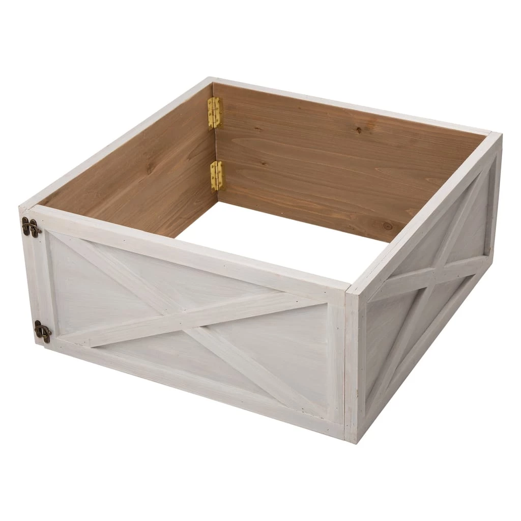 Budget π Glitzhome® 26" Washed White Wooden Tree Collar π 3 Budget π Glitzhome® 26" Washed White Wooden Tree Collar π