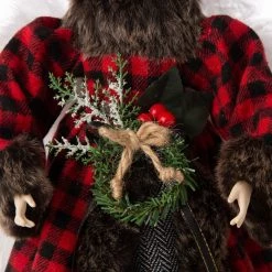 Coupon 💯 Glitzhome® 16" Red Plaid Faux Fur Angel Tree Topper 👏 -Glitzhome Sales D254165S 4