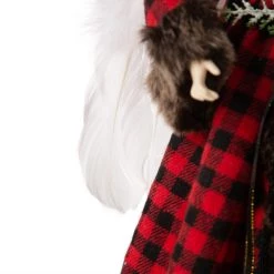 Coupon 💯 Glitzhome® 16" Red Plaid Faux Fur Angel Tree Topper 👏 -Glitzhome Sales D254165S 5