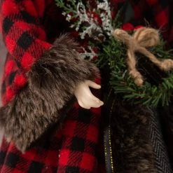 Coupon 💯 Glitzhome® 16" Red Plaid Faux Fur Angel Tree Topper 👏 -Glitzhome Sales D254165S 6
