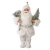 Best Sale 🥰 Glitzhome® 18" White Faux Fur ❄ Christmas Santa Figurine 👏 -Glitzhome Sales D254168S 1