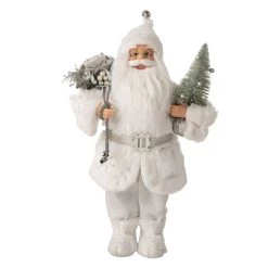 Best Sale π₯° Glitzhome® 18" White Faux Fur β Christmas Santa Figurine π