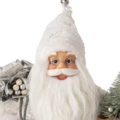 Best Sale 🥰 Glitzhome® 18" White Faux Fur ❄ Christmas Santa Figurine 👏 -Glitzhome Sales D254168S 3