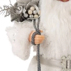 Best Sale 🥰 Glitzhome® 18" White Faux Fur ❄ Christmas Santa Figurine 👏 -Glitzhome Sales D254168S 4