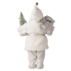 Best Sale 🥰 Glitzhome® 18" White Faux Fur ❄ Christmas Santa Figurine 👏 -Glitzhome Sales D254168S 5