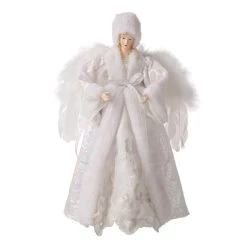 Cheap ❤️ Glitzhome® 16" White Faux Fur 🔔 Christmas Angel Tree Topper 💯