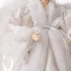 Cheap ❤️ Glitzhome® 16" White Faux Fur 🔔 Christmas Angel Tree Topper 💯 -Glitzhome Sales D254172S 4