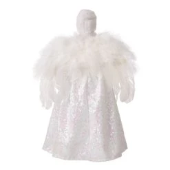 Cheap ❤️ Glitzhome® 16" White Faux Fur 🔔 Christmas Angel Tree Topper 💯 -Glitzhome Sales D254172S 7