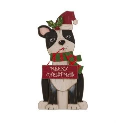 Brand new 🤩 Glitzhome® 16" Wooden 🐕 Dog 🎅 Christmas Décor Accent 👍