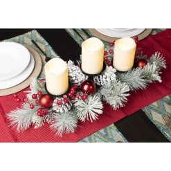 Deals ✔️ Glitzhome® 24" Glittered Berry & Ornament Candle Holder 🥰 -Glitzhome Sales D254184S 3